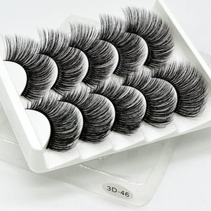 5 pairs 5D Mink Eyelashes Natural False Eyelashes Lashes Soft Fake Eyelashes Extension Makeup Wholesale