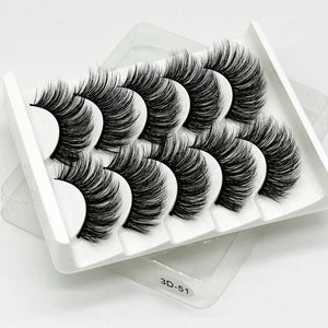 5 pairs 5D Mink Eyelashes Natural False Eyelashes Lashes Soft Fake Eyelashes Extension Makeup Wholesale