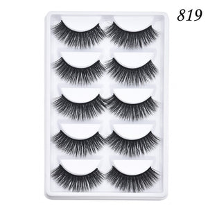 5 pairs 5D Mink Eyelashes Natural False Eyelashes Lashes Soft Fake Eyelashes Extension Makeup Wholesale