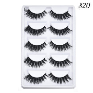 5 pairs 5D Mink Eyelashes Natural False Eyelashes Lashes Soft Fake Eyelashes Extension Makeup Wholesale