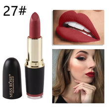 Load image into Gallery viewer, New MISS ROSE Lipstick Matte Waterproof Velvet Lip Stick 18 Colors Sexy Red Brown Pigments Makeup Matte Lipsticks Beauty Lips