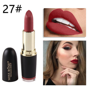 New MISS ROSE Lipstick Matte Waterproof Velvet Lip Stick 18 Colors Sexy Red Brown Pigments Makeup Matte Lipsticks Beauty Lips