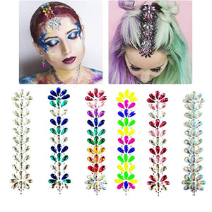 3D Crystal Forehead Headpiece Sticker Hair Jewels Glitter Face Body Gems Shiny Rhinestone Festival Temporary Tattoo Stickers