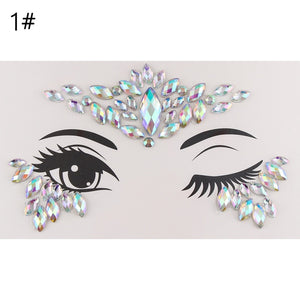 3D Crystal Forehead Headpiece Sticker Hair Jewels Glitter Face Body Gems Shiny Rhinestone Festival Temporary Tattoo Stickers