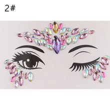 Load image into Gallery viewer, 3D Crystal Forehead Headpiece Sticker Hair Jewels Glitter Face Body Gems Shiny Rhinestone Festival Temporary Tattoo Stickers