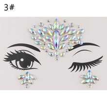 Load image into Gallery viewer, 3D Crystal Forehead Headpiece Sticker Hair Jewels Glitter Face Body Gems Shiny Rhinestone Festival Temporary Tattoo Stickers