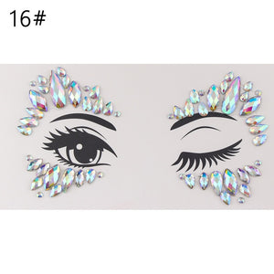 3D Crystal Forehead Headpiece Sticker Hair Jewels Glitter Face Body Gems Shiny Rhinestone Festival Temporary Tattoo Stickers