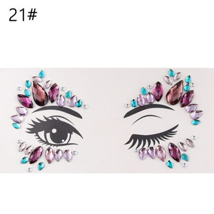 3D Crystal Forehead Headpiece Sticker Hair Jewels Glitter Face Body Gems Shiny Rhinestone Festival Temporary Tattoo Stickers