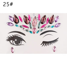 Load image into Gallery viewer, 3D Crystal Forehead Headpiece Sticker Hair Jewels Glitter Face Body Gems Shiny Rhinestone Festival Temporary Tattoo Stickers