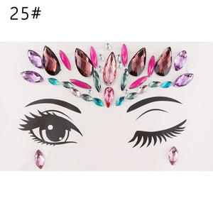 3D Crystal Forehead Headpiece Sticker Hair Jewels Glitter Face Body Gems Shiny Rhinestone Festival Temporary Tattoo Stickers