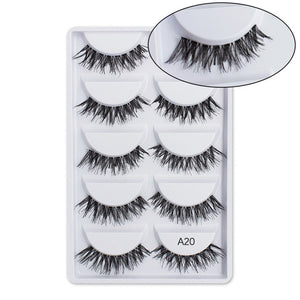 SEXYSHEEP 5Pairs 3D Mink Hair False Eyelashes Natural/Thick Long Eye Lashes Wispy Makeup Beauty Extension Tools