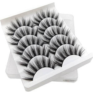 SEXYSHEEP 5Pairs 3D Mink Hair False Eyelashes Natural/Thick Long Eye Lashes Wispy Makeup Beauty Extension Tools