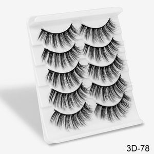 SEXYSHEEP 5Pairs 3D Mink Hair False Eyelashes Natural/Thick Long Eye Lashes Wispy Makeup Beauty Extension Tools